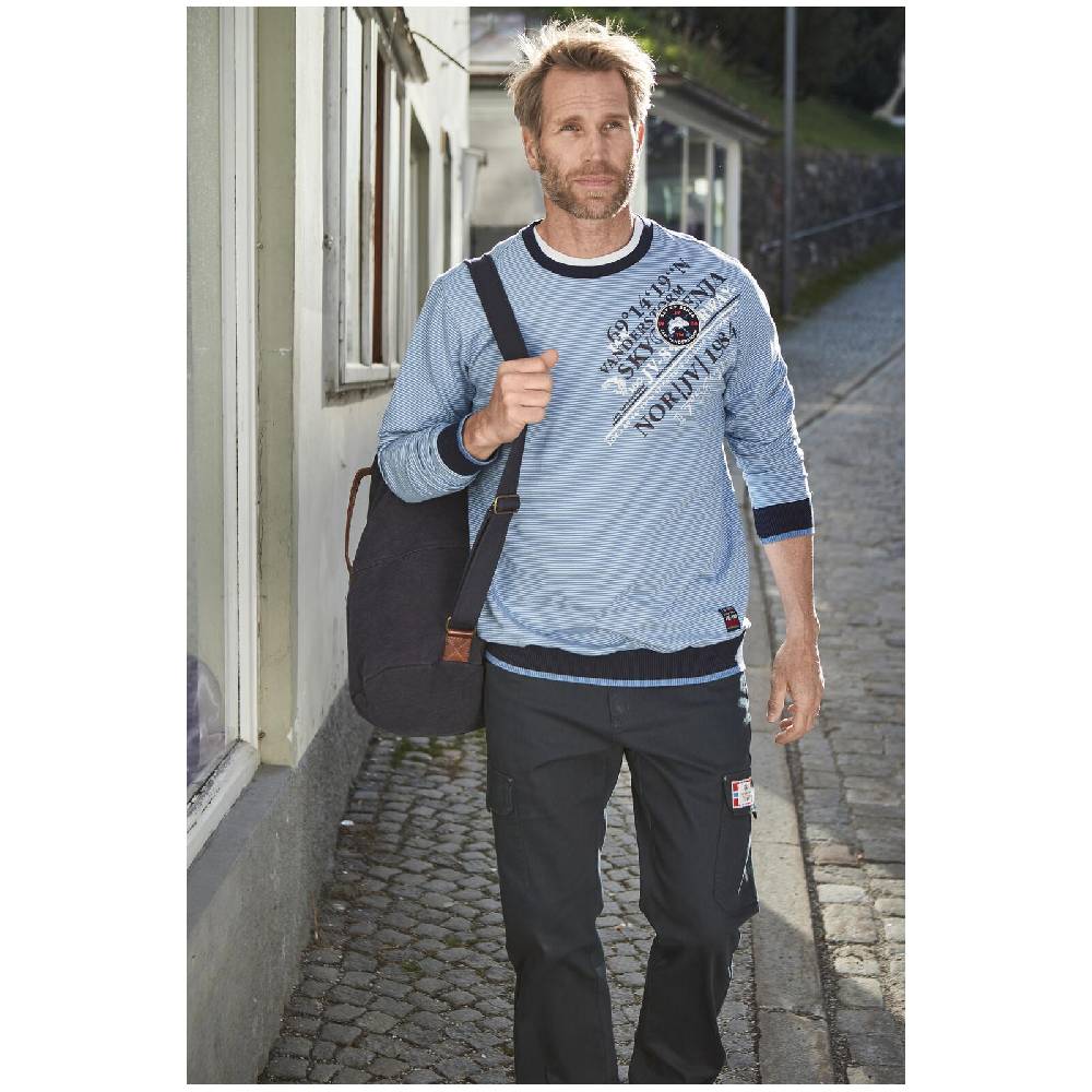 Jan Vanderstorm Sweatshirt IJAN Blau Gestreift