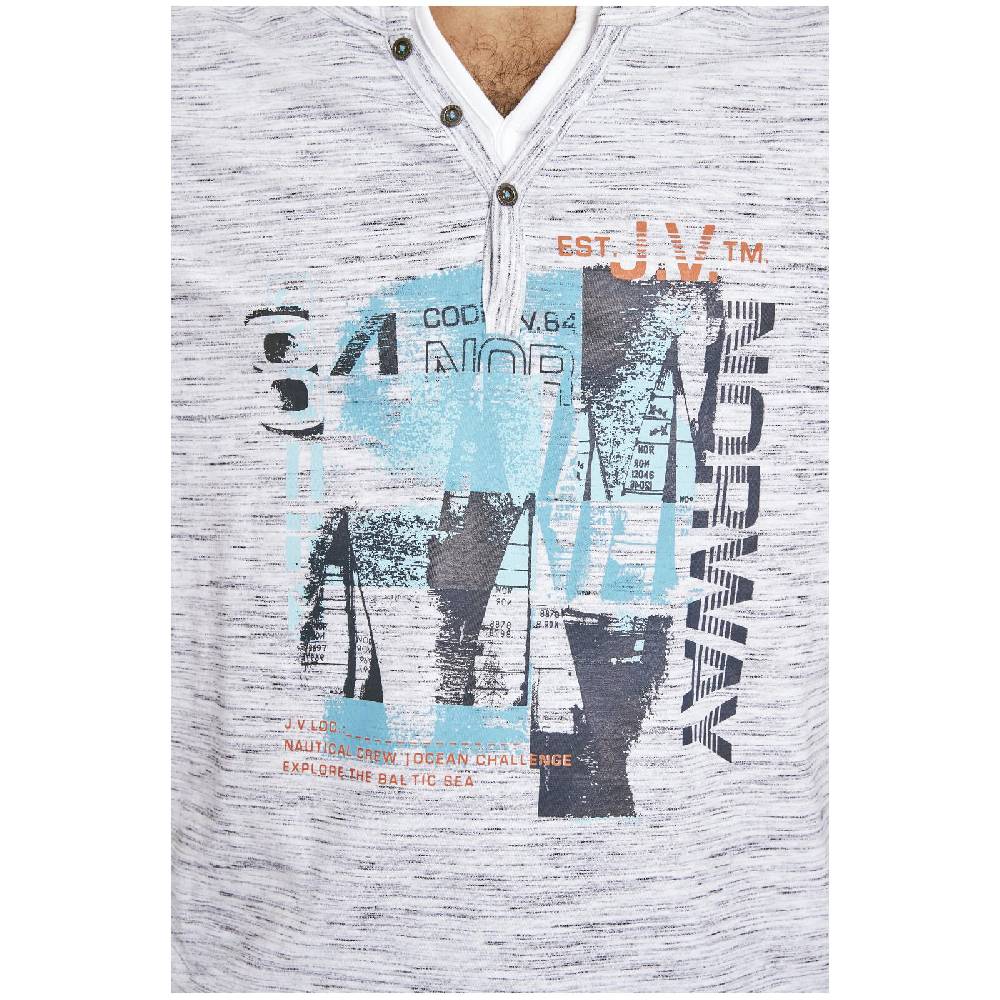 Jan Vanderstorm T-Shirt BALTFRIED Hellgrau Melange