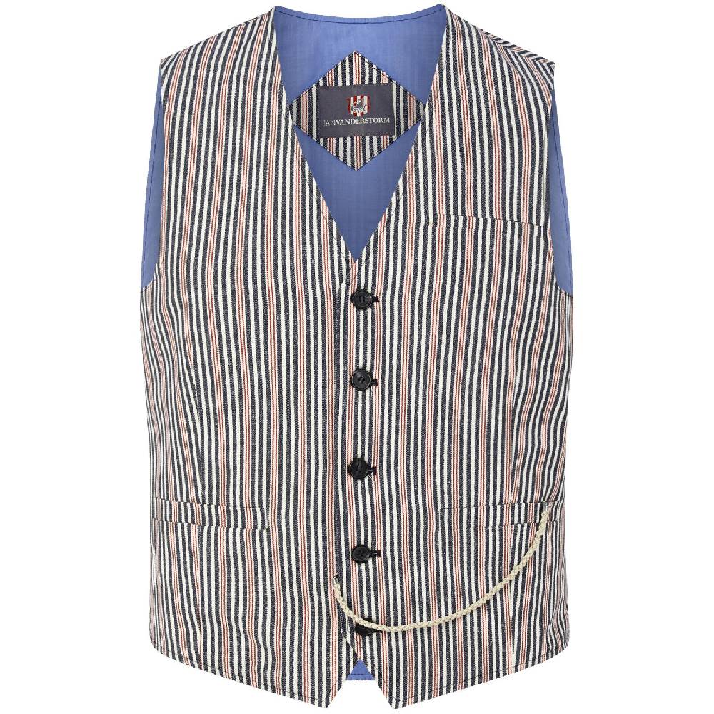 Jan Vanderstorm Weste TORVIND rot gestreift