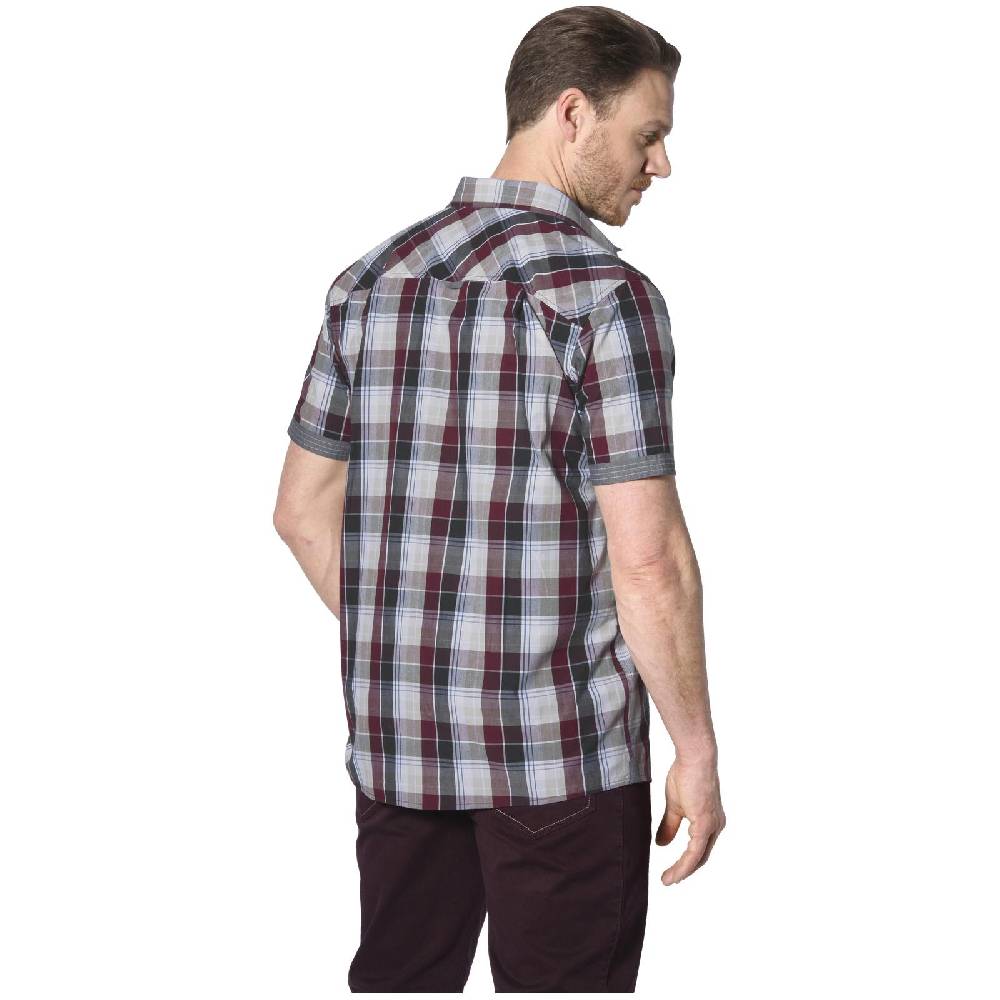 Jan Vanderstorm Kurzarmhemd AFKAR Dunkelrot Kariert