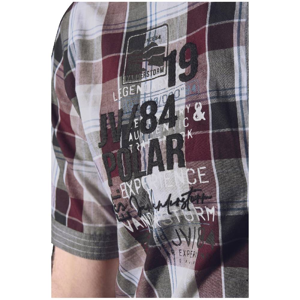 Jan Vanderstorm Kurzarmhemd AFKAR Dunkelrot Kariert