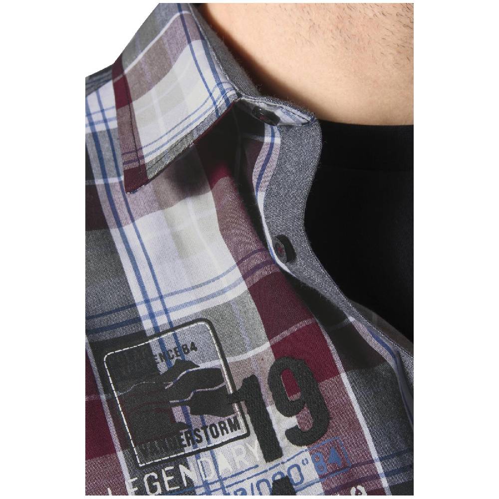 Jan Vanderstorm Kurzarmhemd AFKAR Dunkelrot Kariert