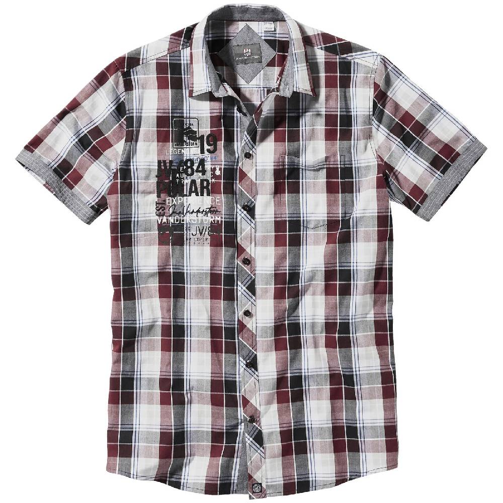 Jan Vanderstorm Kurzarmhemd AFKAR Dunkelrot Kariert