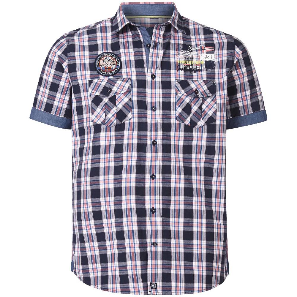 Jan Vanderstorm Kurzarmhemd ARNELF dunkelblau kariert