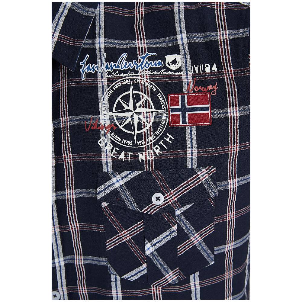 Jan Vanderstorm Kurzarmhemd BERTY Dunkelblau Kariert