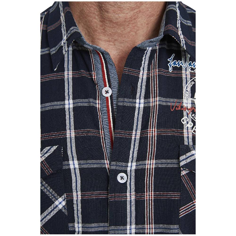 Jan Vanderstorm Kurzarmhemd BERTY Dunkelblau Kariert