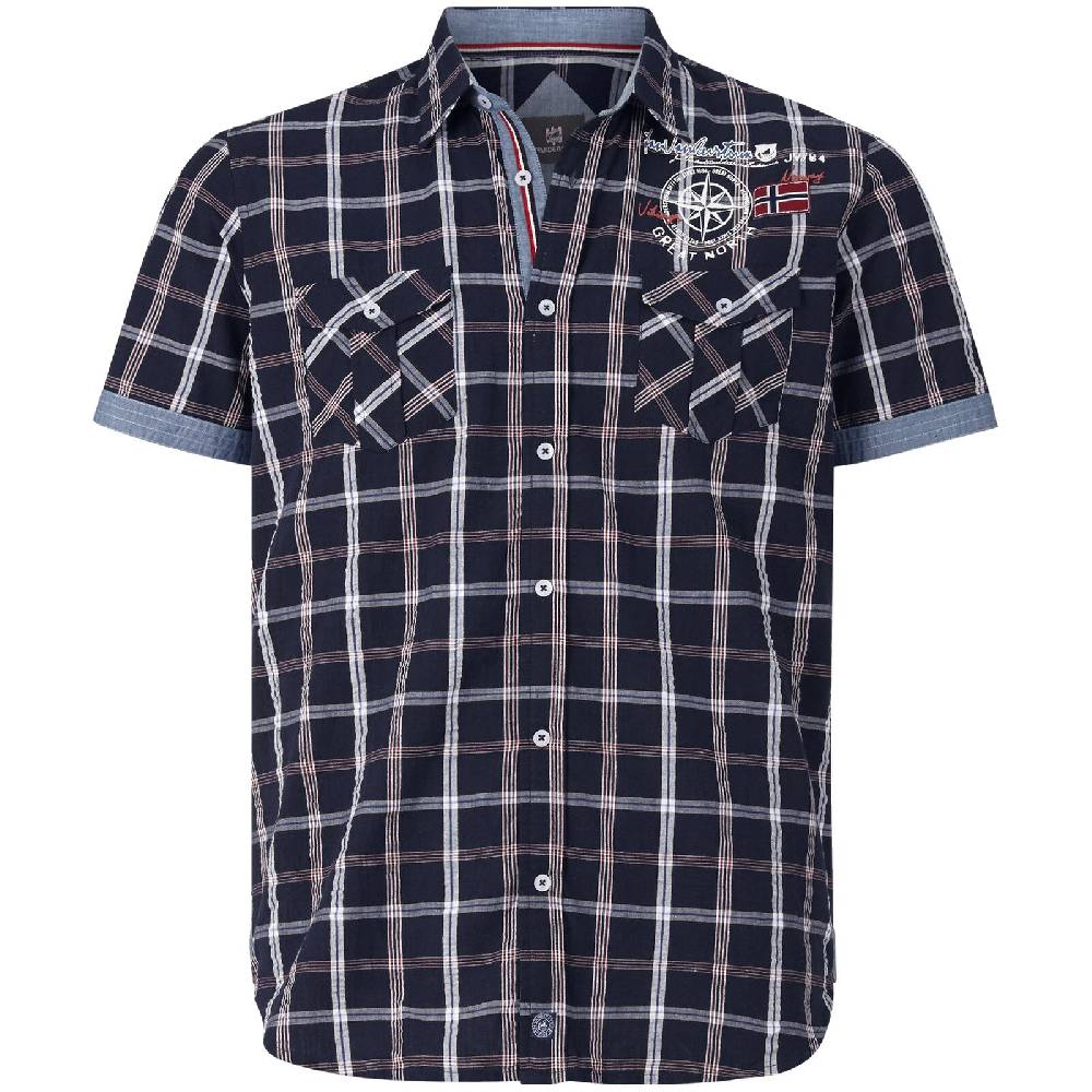 Jan Vanderstorm Kurzarmhemd BERTY dunkelblau kariert