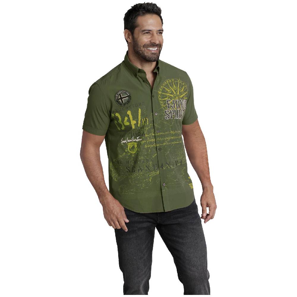 Jan Vanderstorm Kurzarmhemd CHRISTMAR Grün Bedruckt