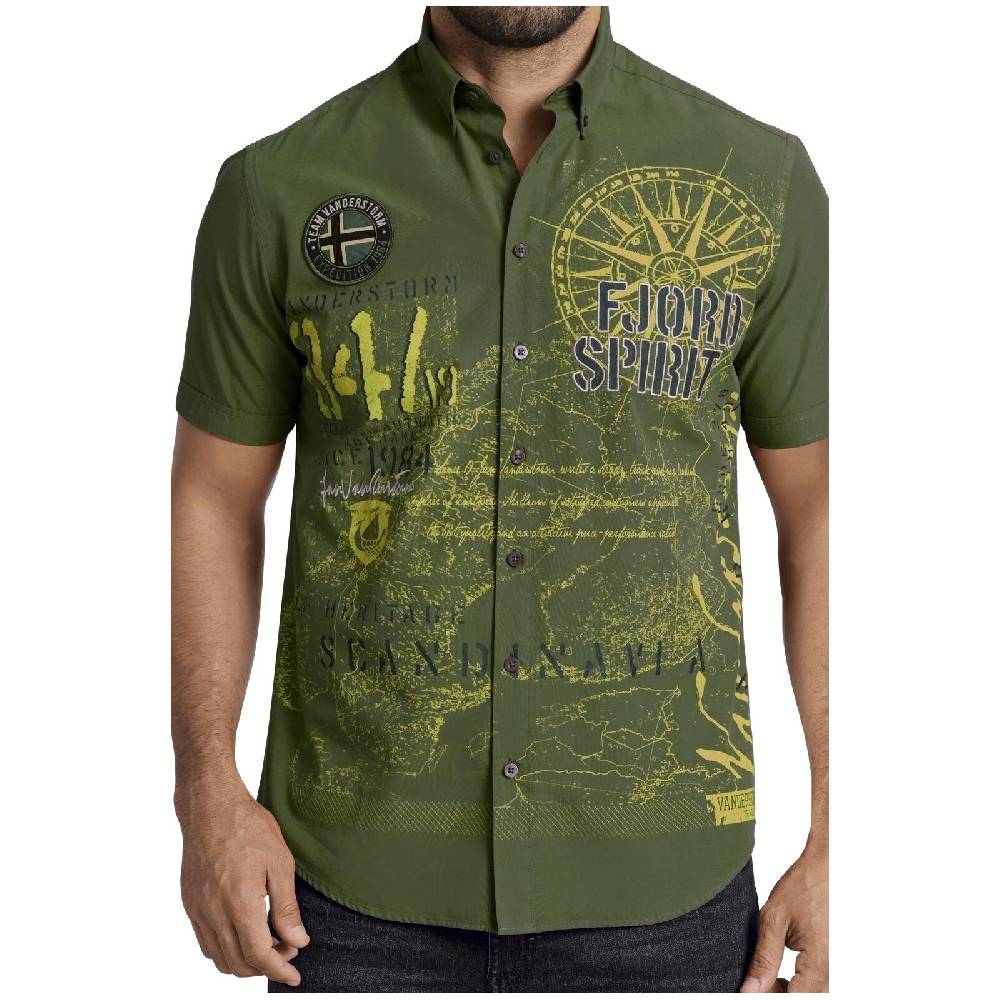 Jan Vanderstorm Kurzarmhemd CHRISTMAR Grün Bedruckt