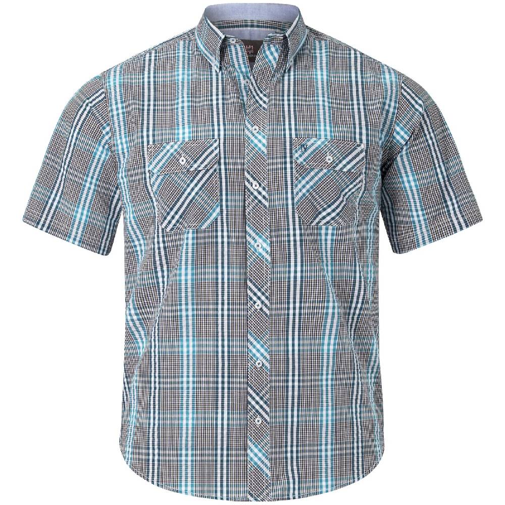 Jan Vanderstorm Kurzarmhemd GERBURG grau grün kariert