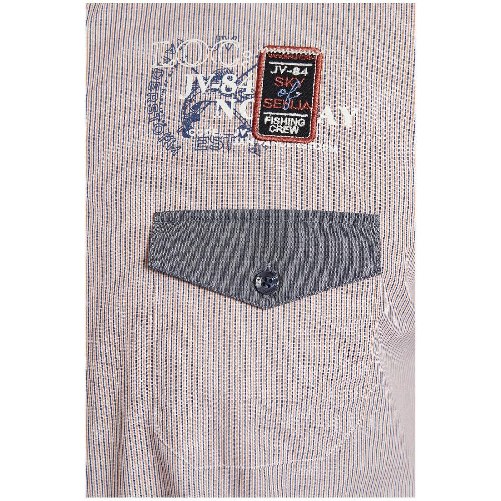 Jan Vanderstorm Kurzarmhemd HERVALD Orange Gestreift