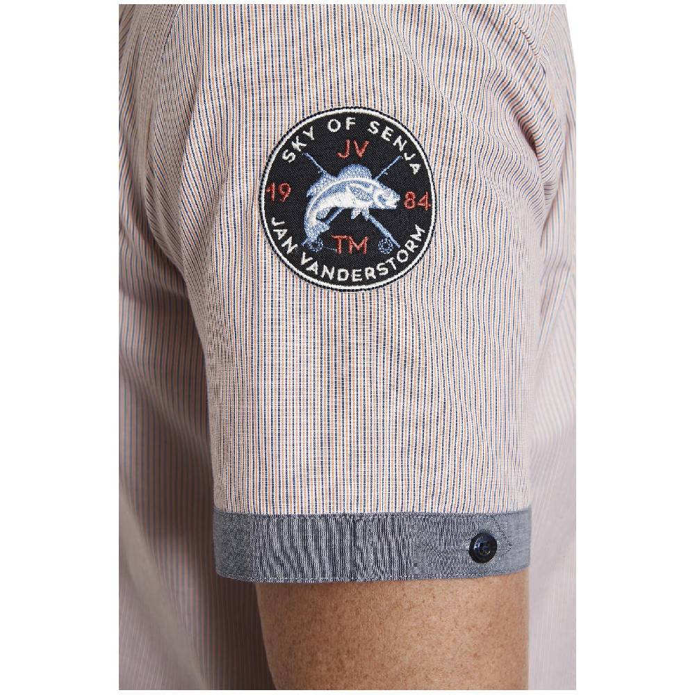 Jan Vanderstorm Kurzarmhemd HERVALD Orange Gestreift