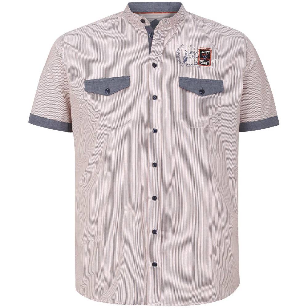 Jan Vanderstorm Kurzarmhemd HERVALD orange gestreift