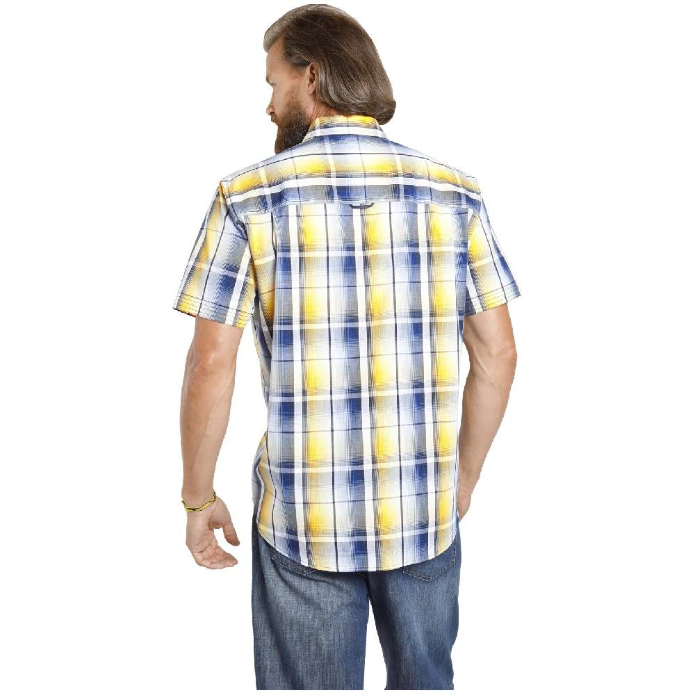 Jan Vanderstorm Kurzarmhemd JARLE Blau Gelb Kariert