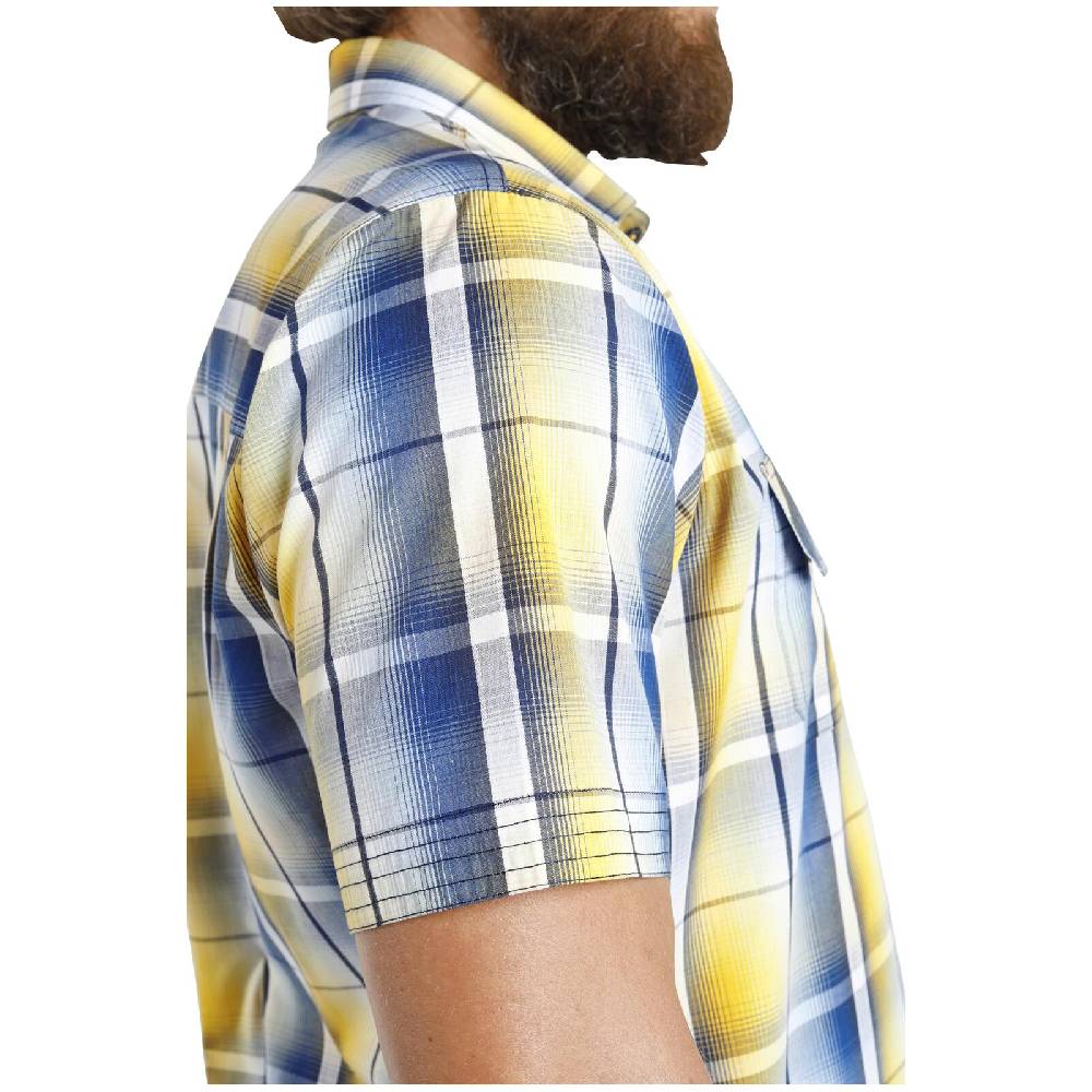 Jan Vanderstorm Kurzarmhemd JARLE Blau Gelb Kariert