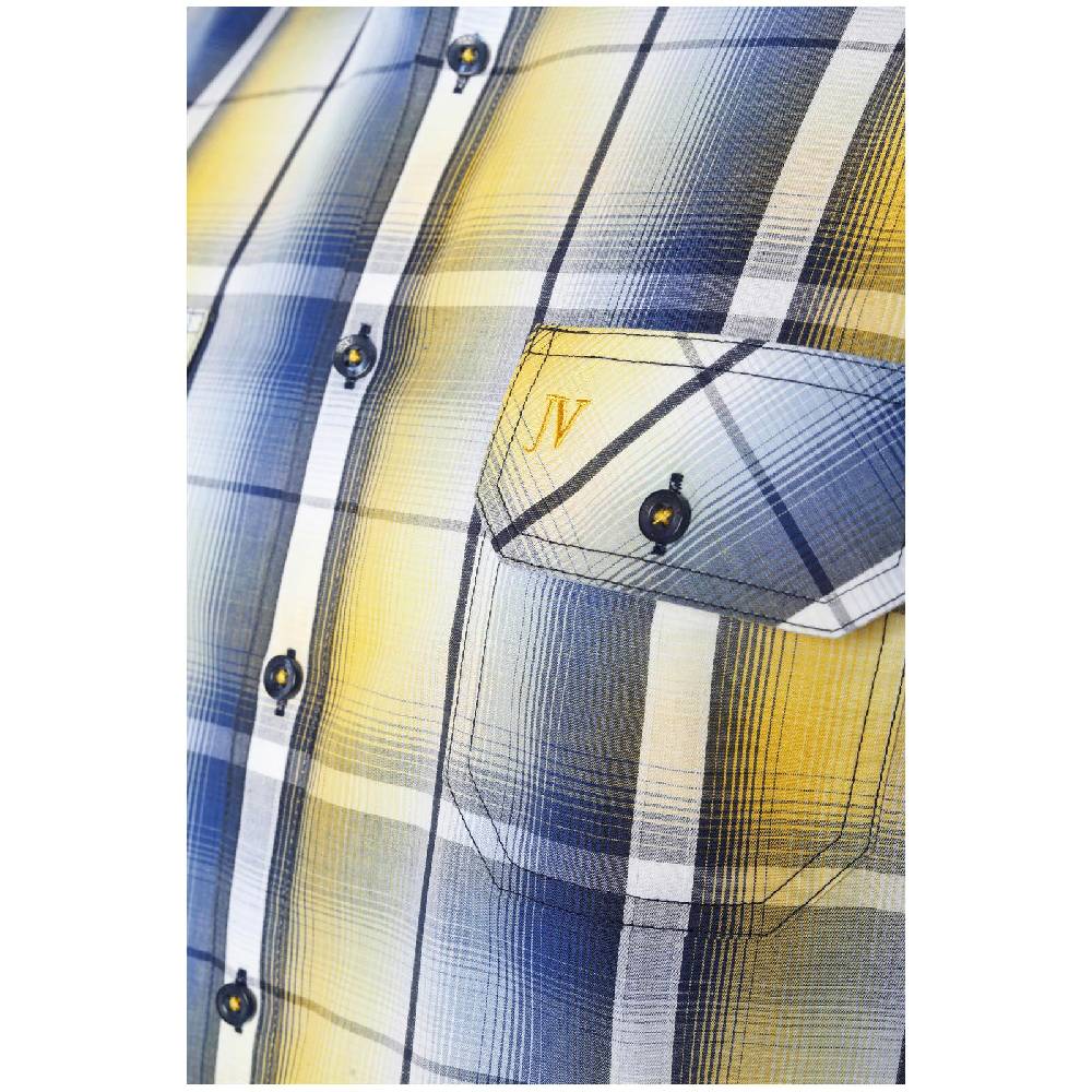 Jan Vanderstorm Kurzarmhemd JARLE Blau Gelb Kariert