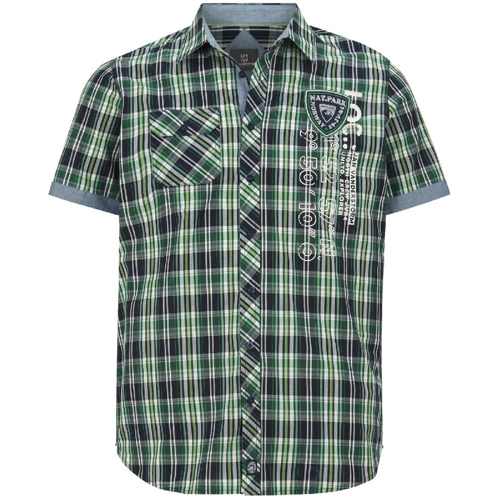 Jan Vanderstorm Kurzarmhemd JONFINN dunkelblau kariert