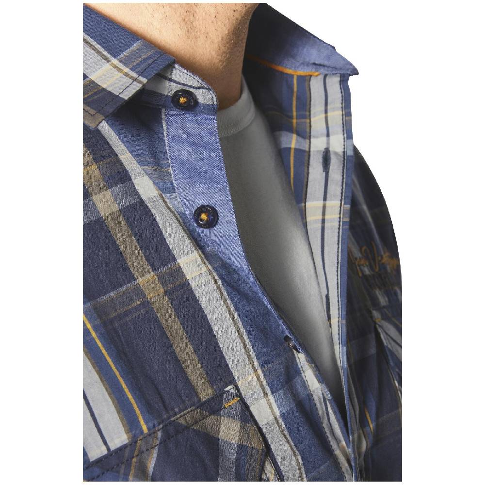 Jan Vanderstorm Kurzarmhemd KJEDUR Dunkelblau Kariert