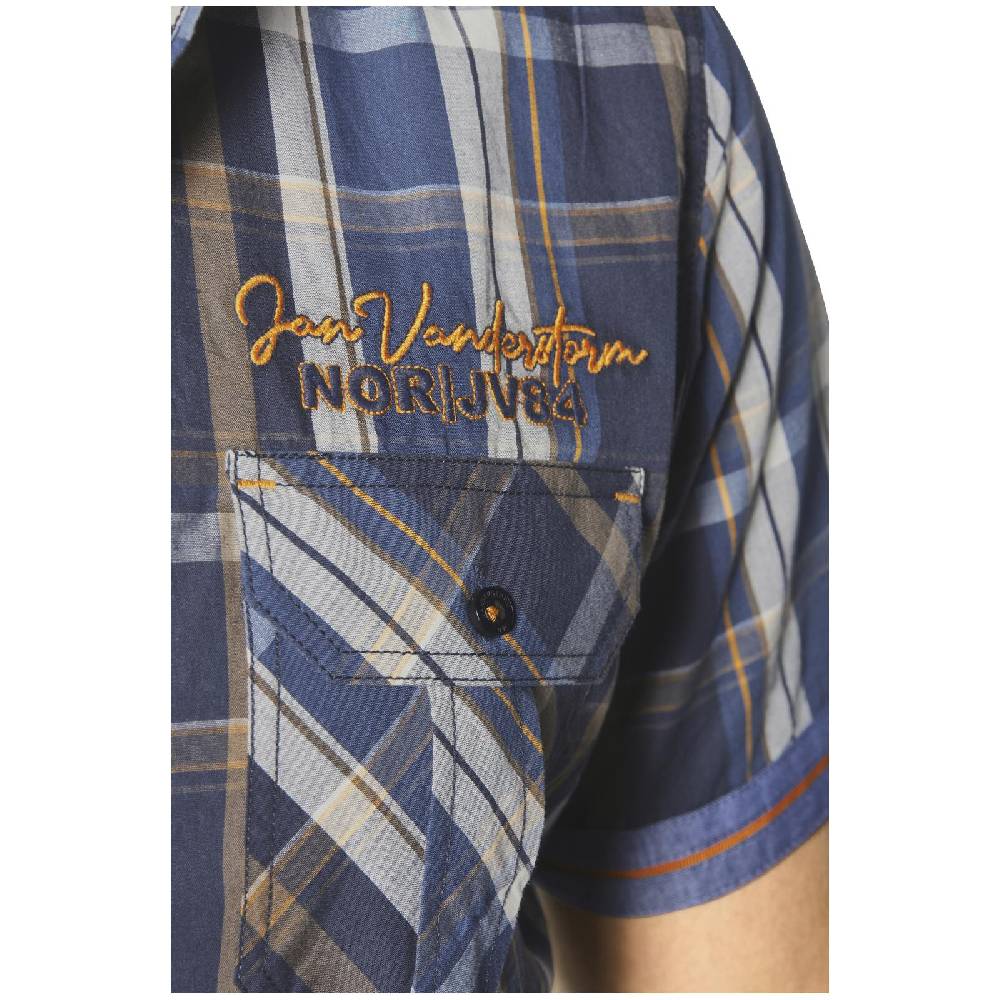 Jan Vanderstorm Kurzarmhemd KJEDUR Dunkelblau Kariert