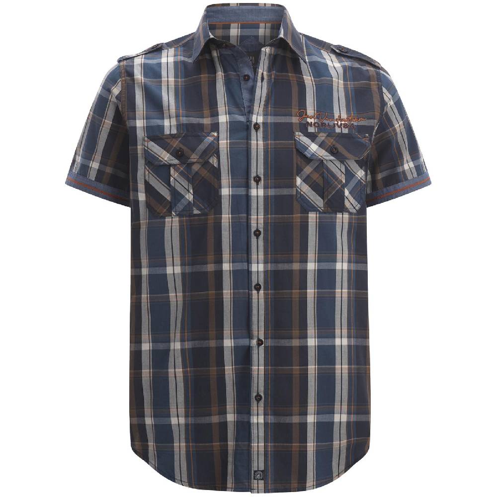 Jan Vanderstorm Kurzarmhemd KJEDUR dunkelblau kariert