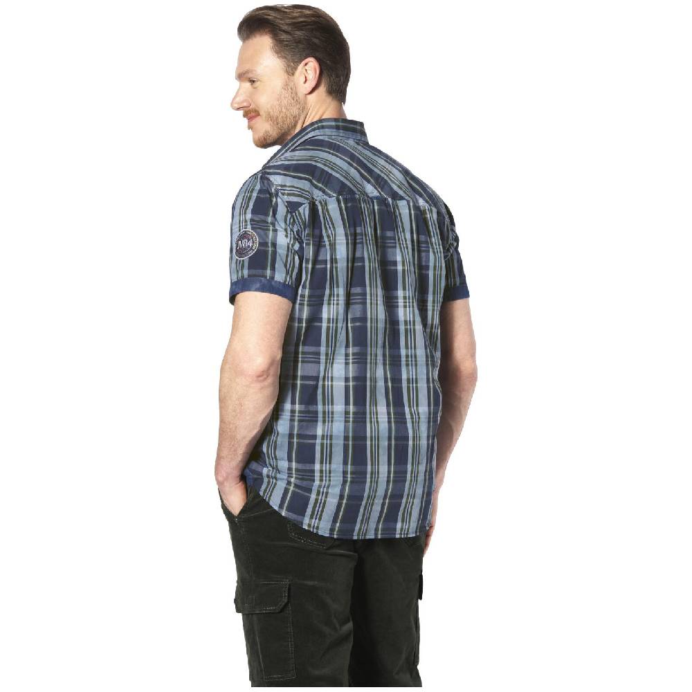 Jan Vanderstorm Kurzarmhemd LANDOTAN Dunkelblau Kariert