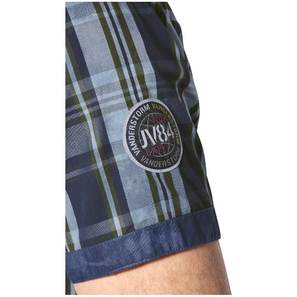 Jan Vanderstorm Kurzarmhemd LANDOTAN Dunkelblau Kariert