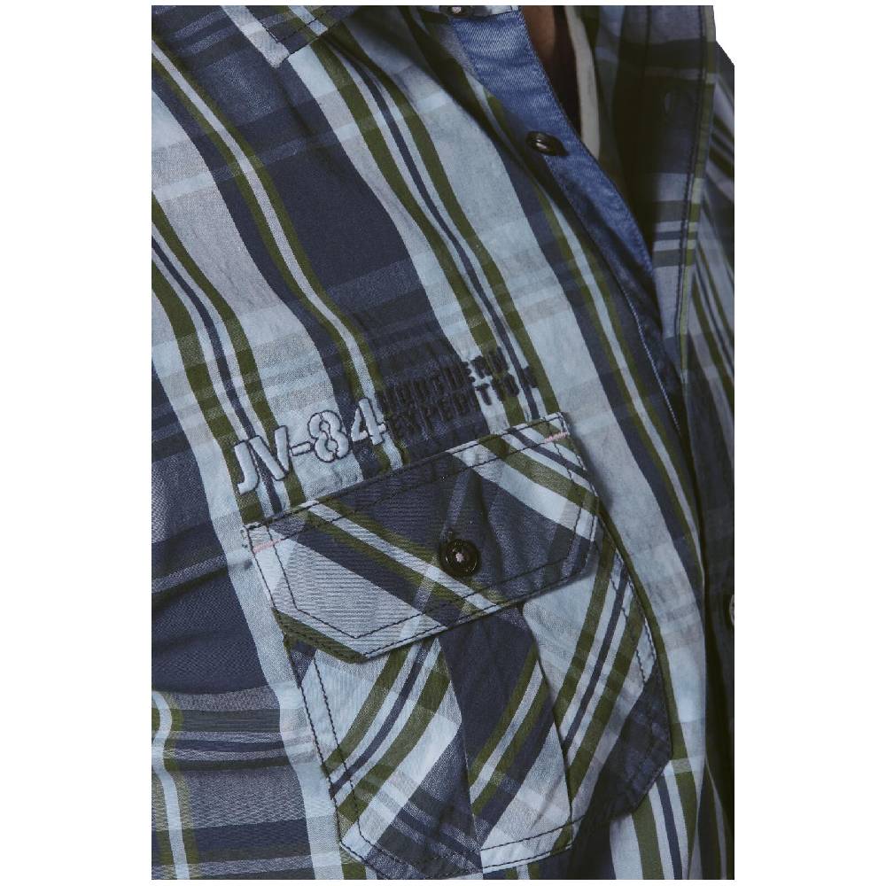 Jan Vanderstorm Kurzarmhemd LANDOTAN Dunkelblau Kariert