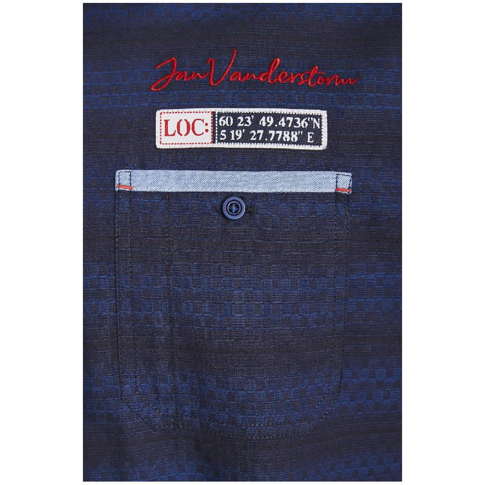 Jan Vanderstorm Kurzarmhemd LEIKVARD Dunkelblau Kariert