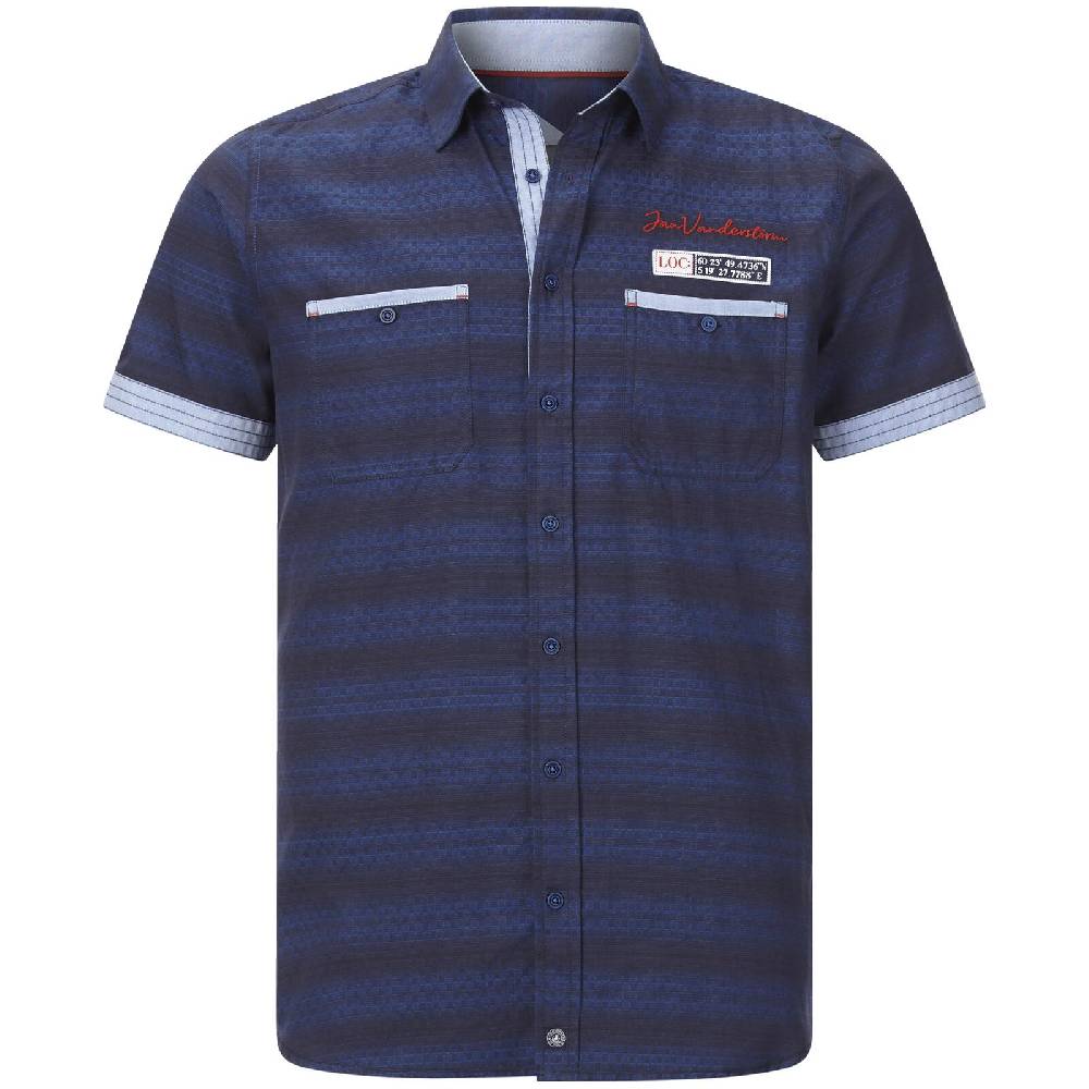 Jan Vanderstorm Kurzarmhemd LEIKVARD dunkelblau kariert