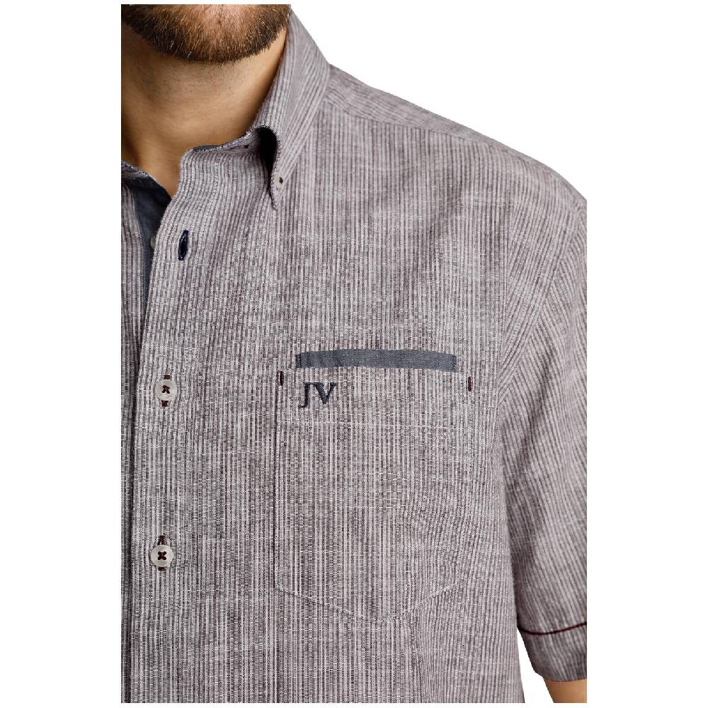 Jan Vanderstorm Kurzarmhemd MILOS Dunkelrot Gestreift