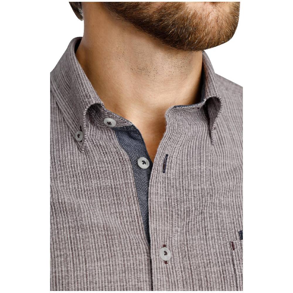 Jan Vanderstorm Kurzarmhemd MILOS Dunkelrot Gestreift