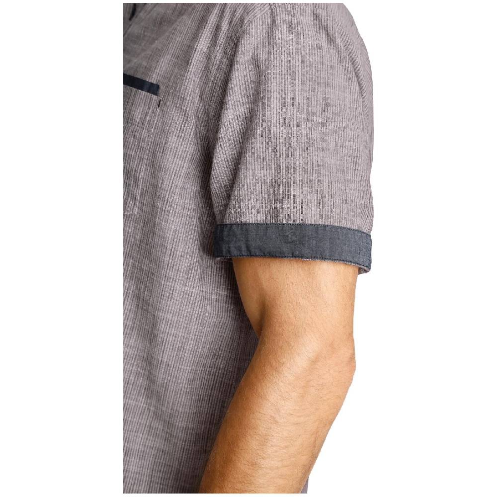 Jan Vanderstorm Kurzarmhemd MILOS Dunkelrot Gestreift