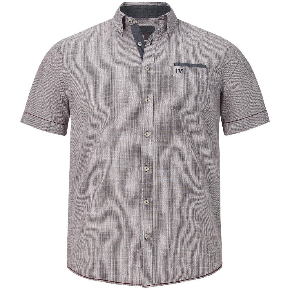 Jan Vanderstorm Kurzarmhemd MILOS dunkelrot gestreift