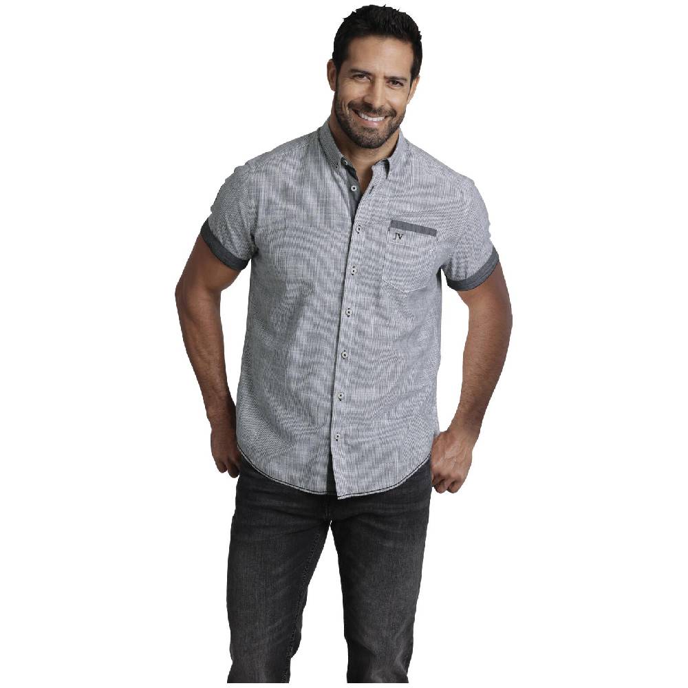 Jan Vanderstorm Kurzarmhemd MILOS Schwarz Gestreift