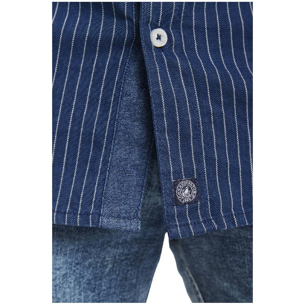 Jan Vanderstorm Kurzarmhemd NALLE Dunkelblau Gestreift