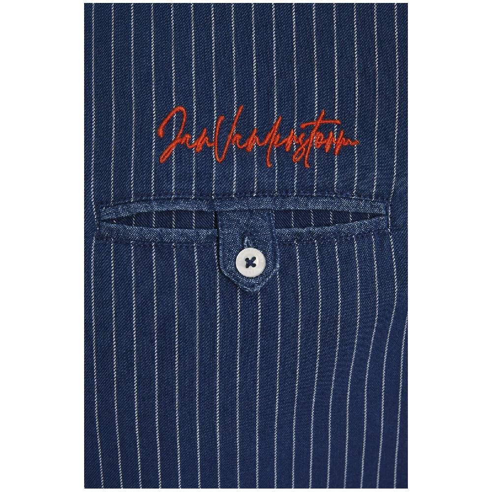 Jan Vanderstorm Kurzarmhemd NALLE Dunkelblau Gestreift