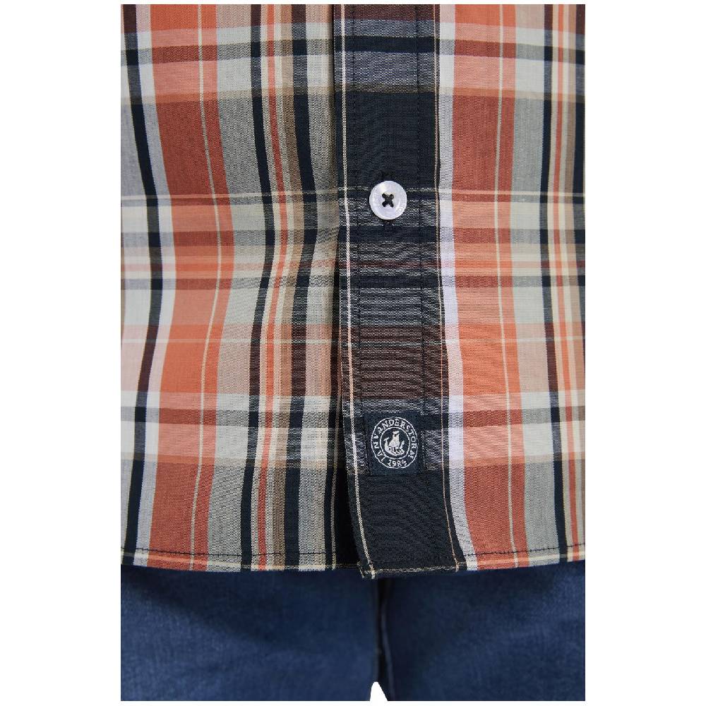 Jan Vanderstorm Kurzarmhemd PIETER Hellorange Kariert