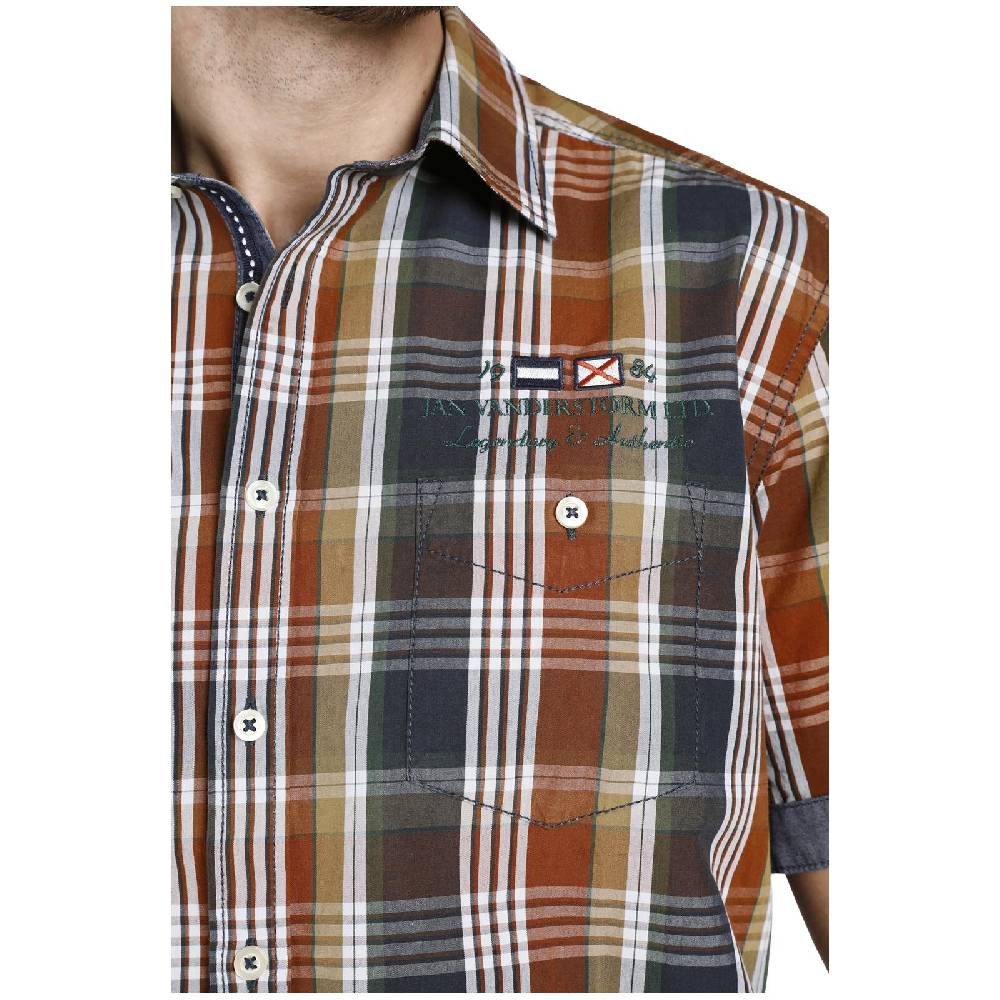 Jan Vanderstorm Kurzarmhemd REEDO Rost Blau Kariert