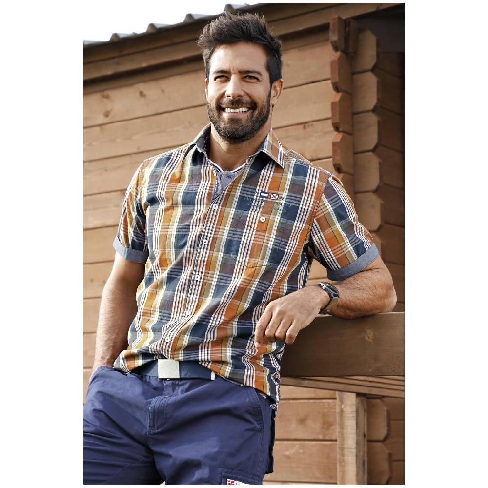 Jan Vanderstorm Kurzarmhemd REEDO Rost Blau Kariert