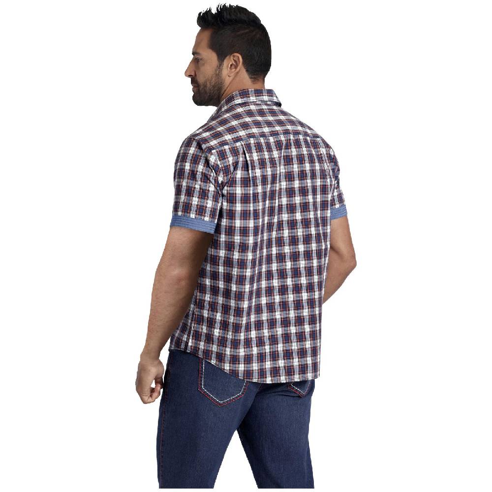 Jan Vanderstorm Kurzarmhemd SINDBALD Blau Rot Kariert