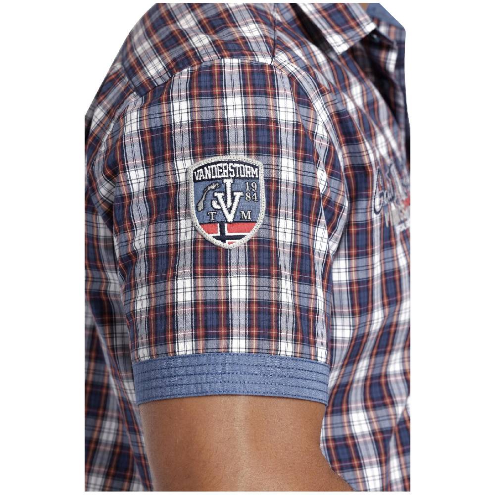 Jan Vanderstorm Kurzarmhemd SINDBALD Blau Rot Kariert