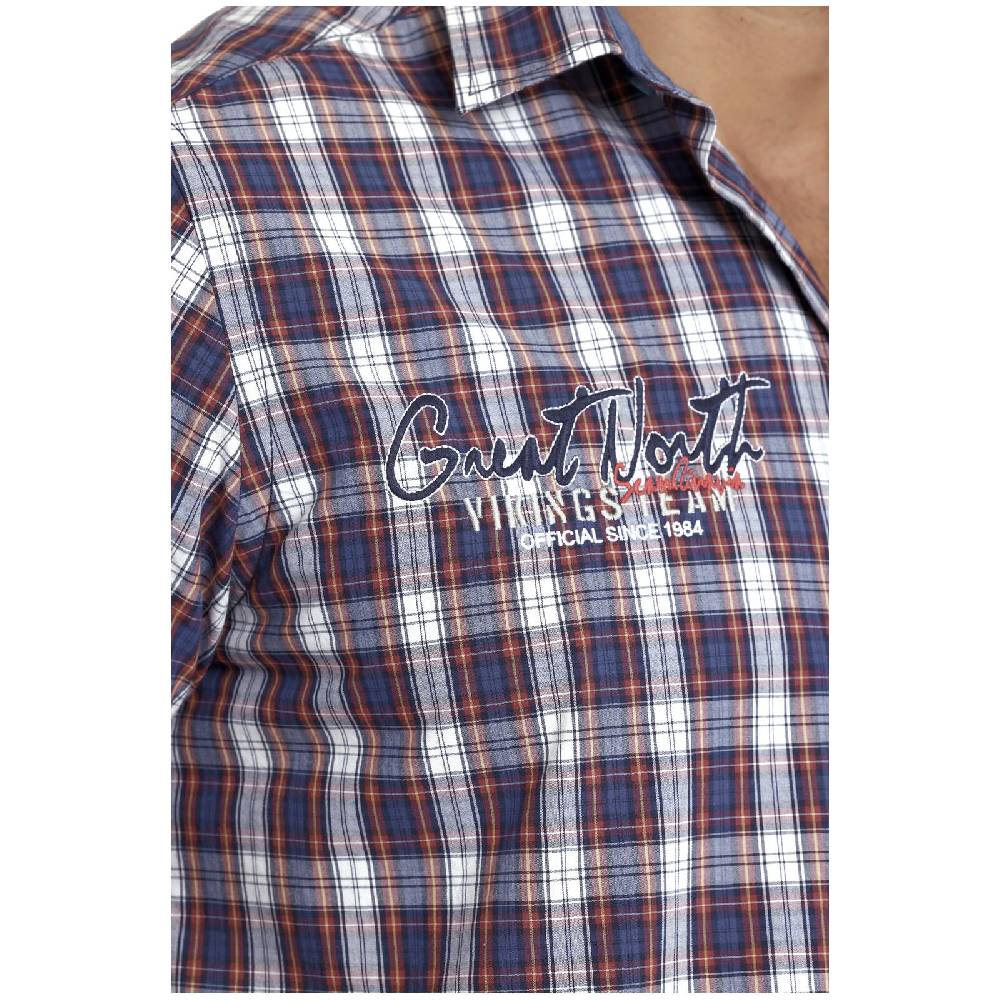 Jan Vanderstorm Kurzarmhemd SINDBALD Blau Rot Kariert