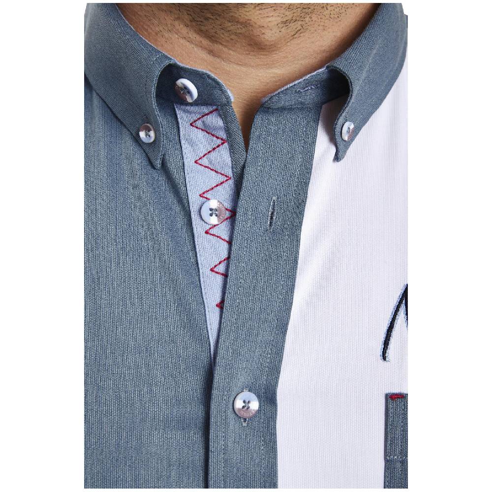 Jan Vanderstorm Kurzarmhemd THJORVEN Blau Gestreift