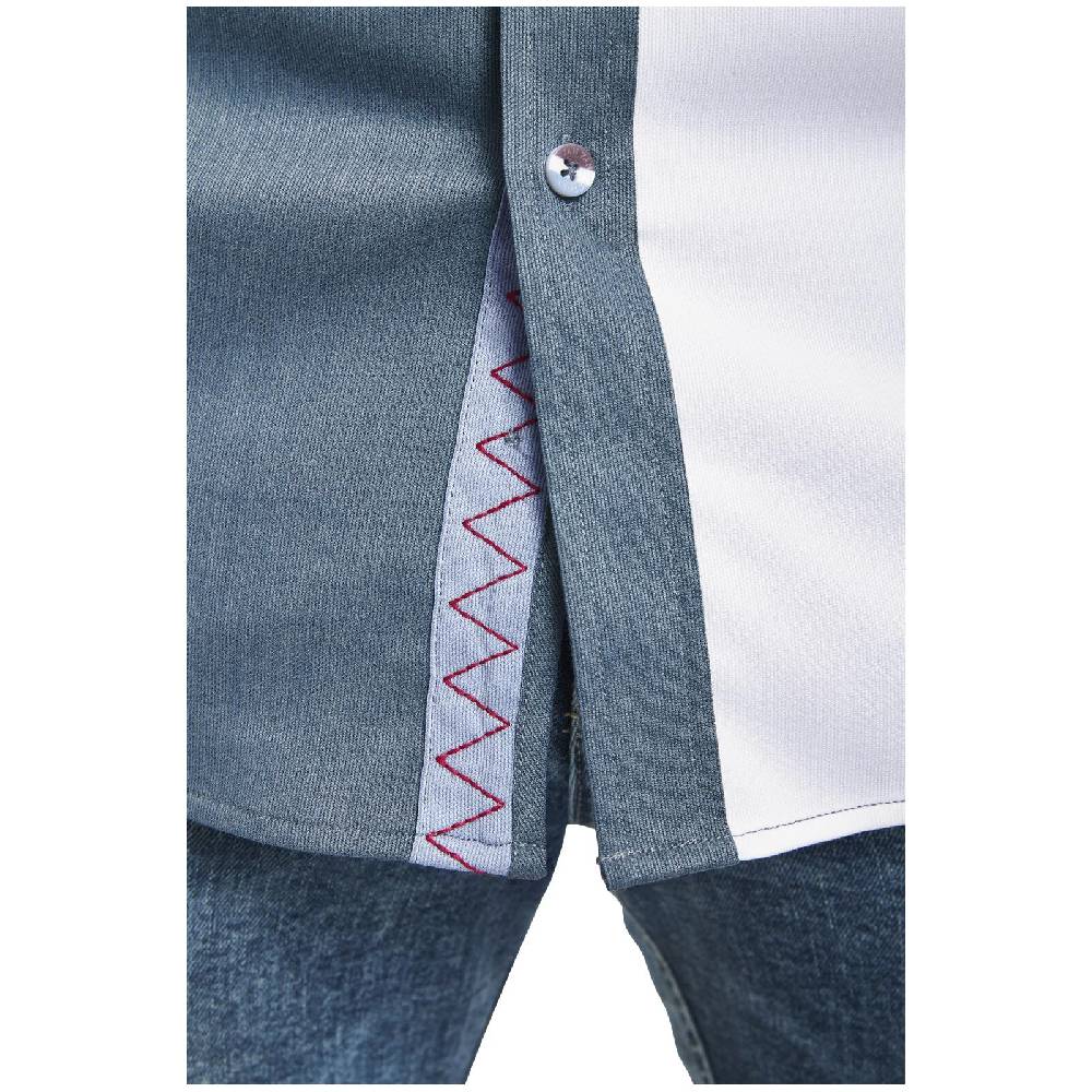 Jan Vanderstorm Kurzarmhemd THJORVEN Blau Gestreift