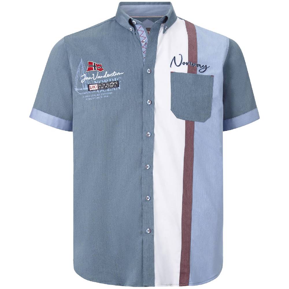 Jan Vanderstorm Kurzarmhemd THJORVEN blau gestreift