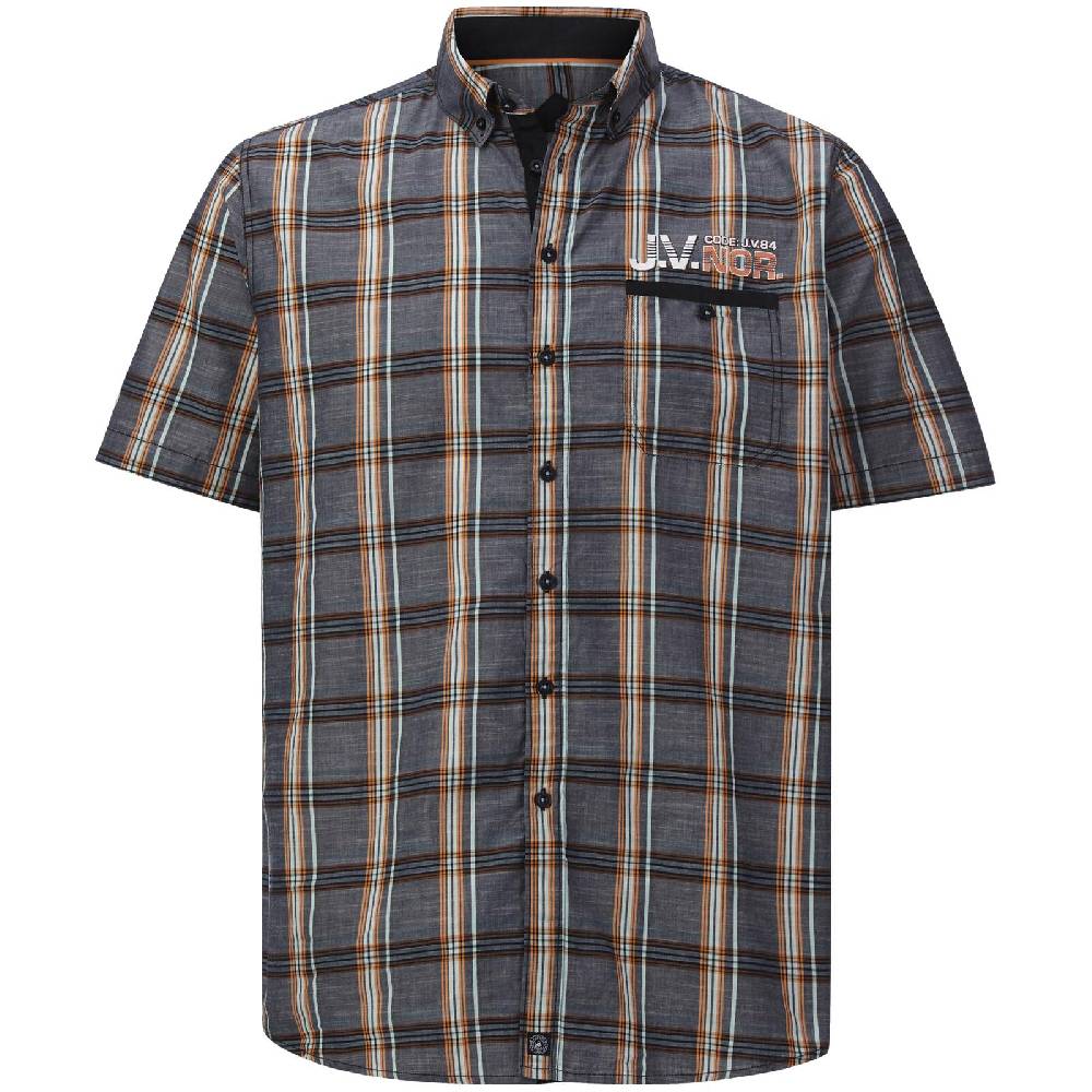 Jan Vanderstorm Kurzarmhemd ZESAR dunkelgrau kariert