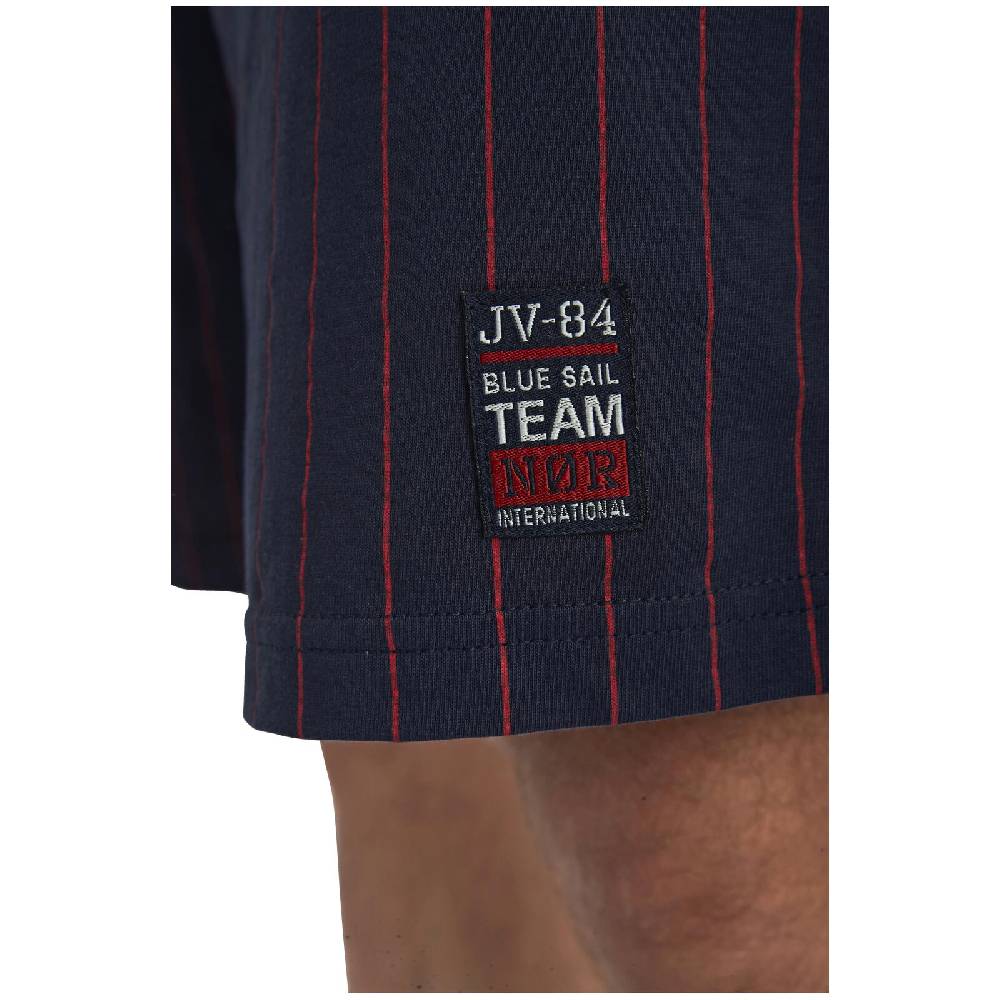 Jan Vanderstorm Kurze Schlafhose BARO Dunkelblau Gestreift