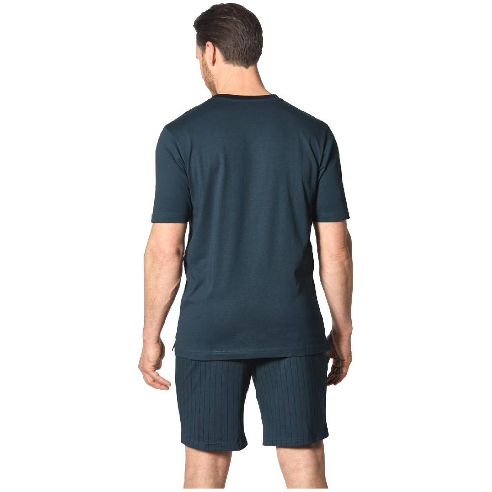 Jan Vanderstorm Kurze Schlafhose BARO Petrol Gestreift