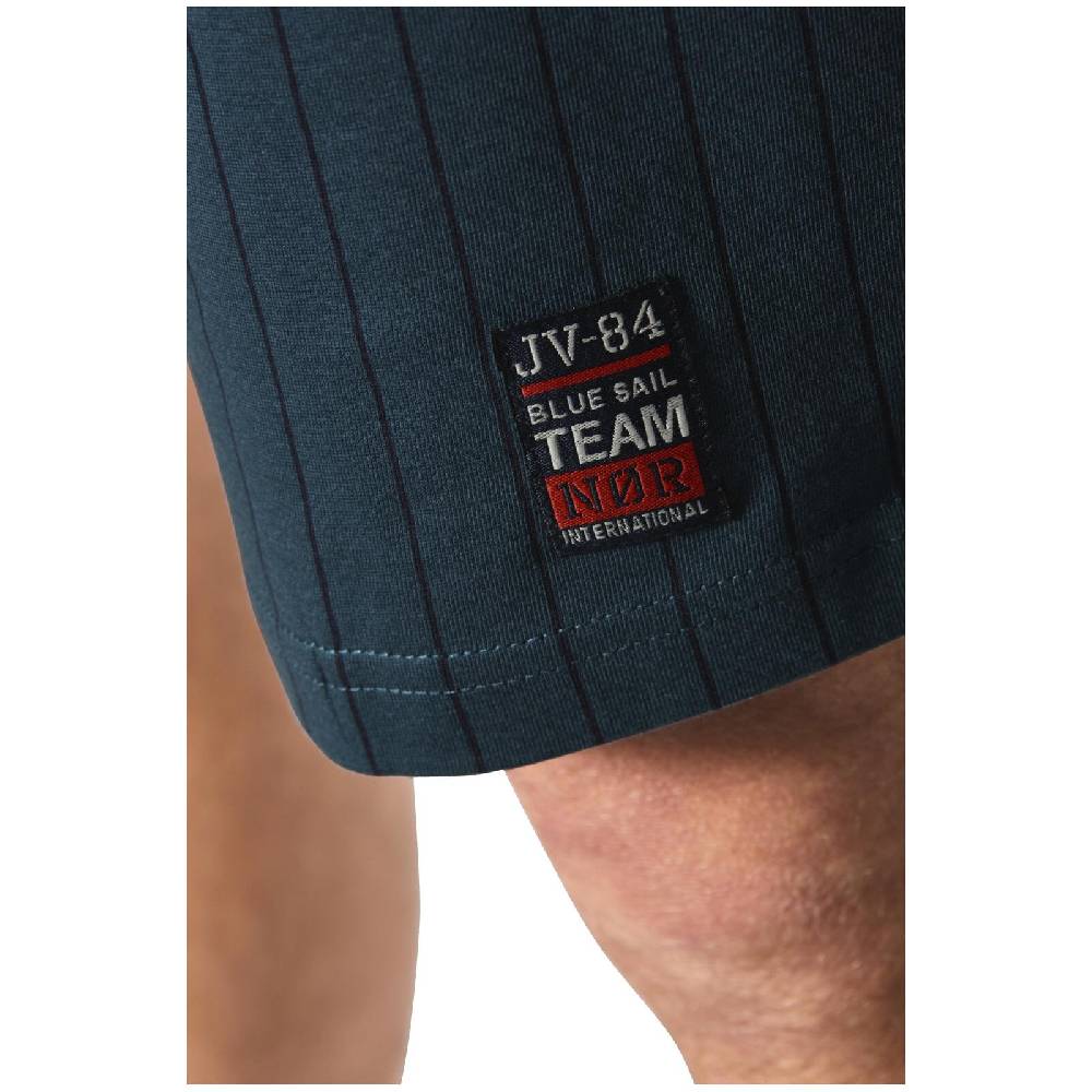 Jan Vanderstorm Kurze Schlafhose BARO Petrol Gestreift