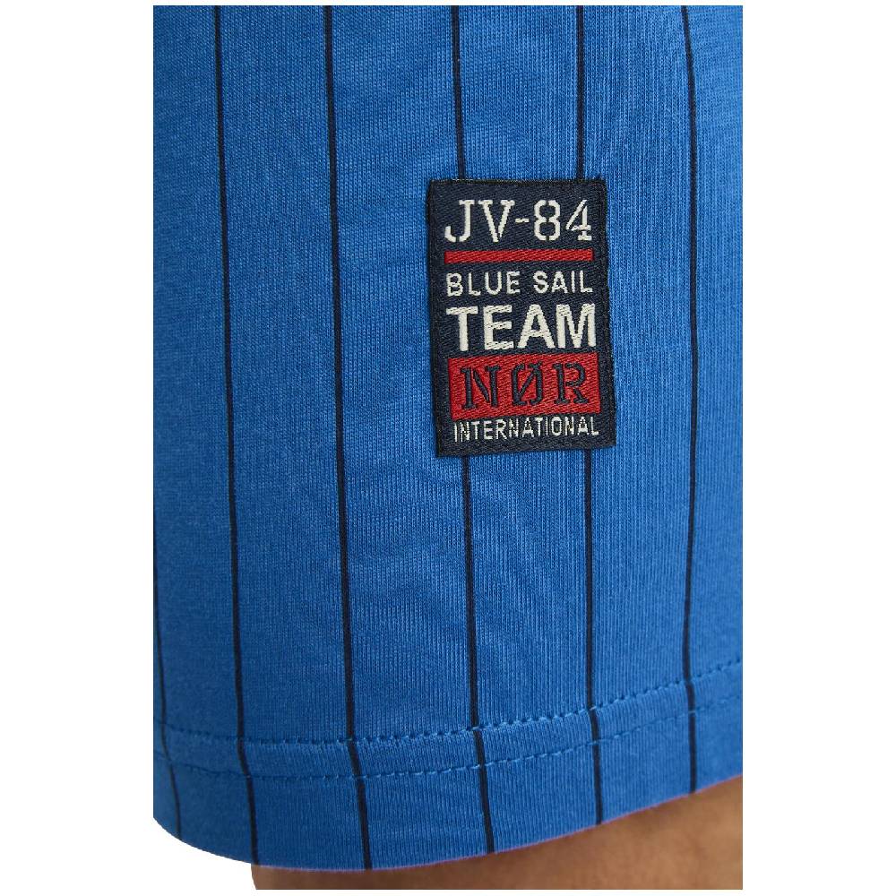 Jan Vanderstorm Kurze Schlafhose BARO Royal Blau Gestreift